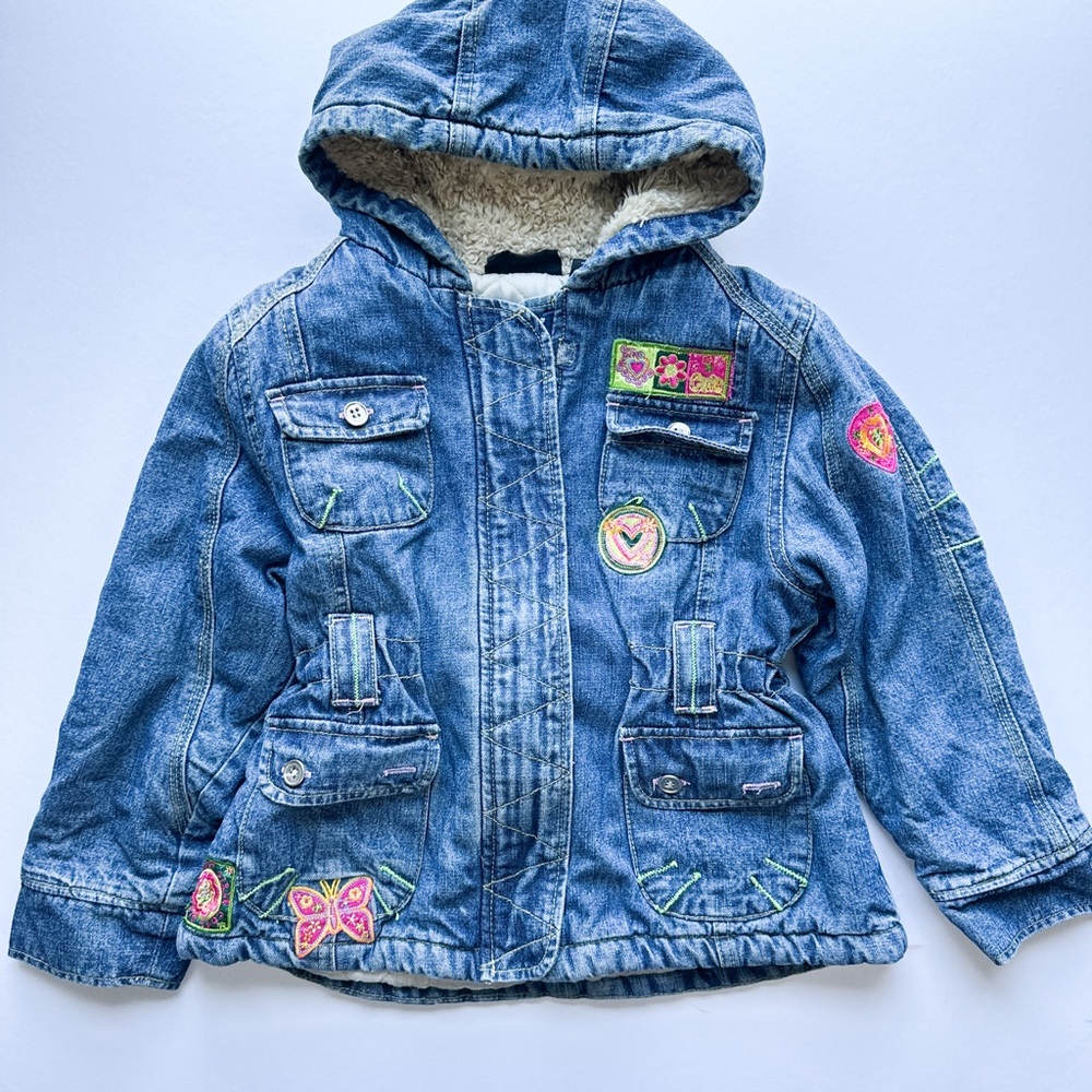 Babydoll kids Y2K  Denim Jacket with Embroidered Patches